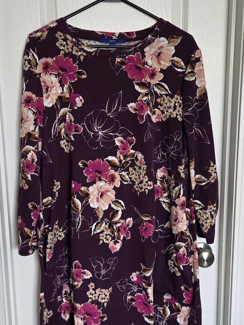 Apt. 9 Women's Plum Floral Long-Sleeve Dress